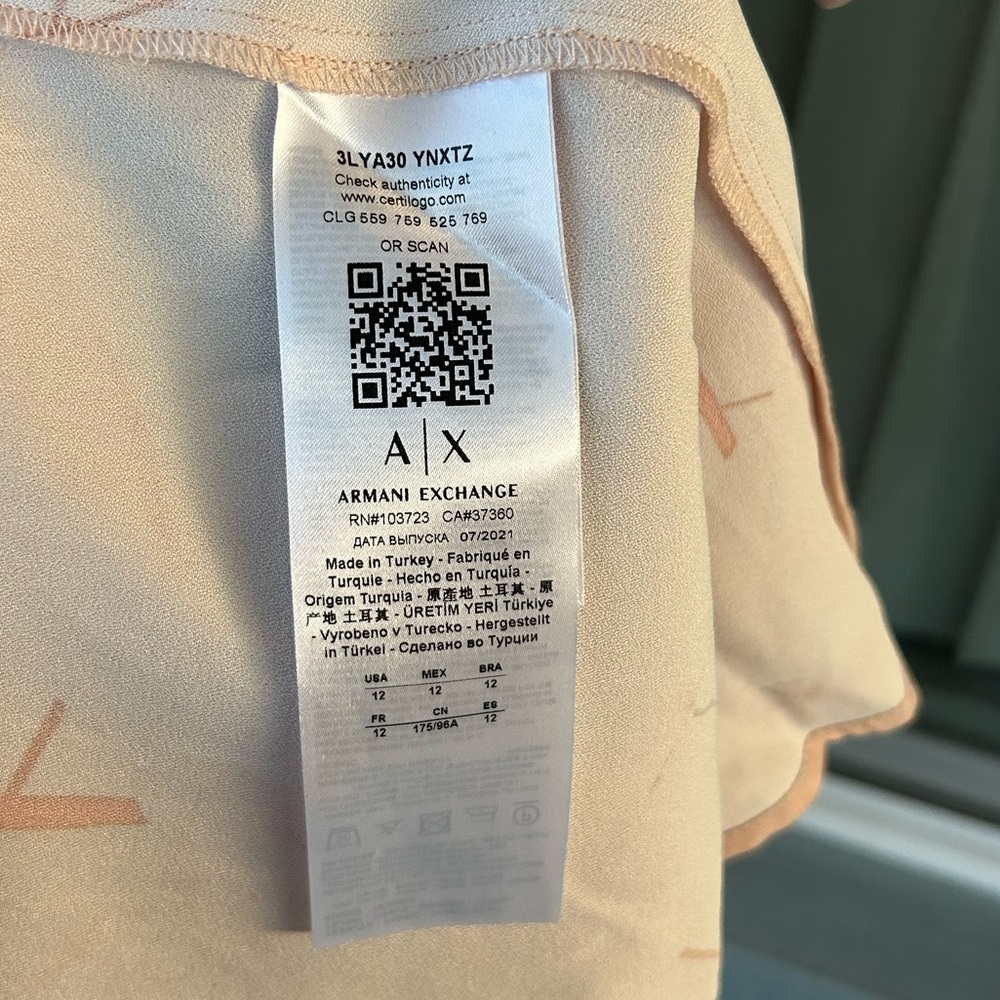 Armani Exchange Logo Deep V Neckline A-line Midi Dress Size 12 - Picture 6 of 6
